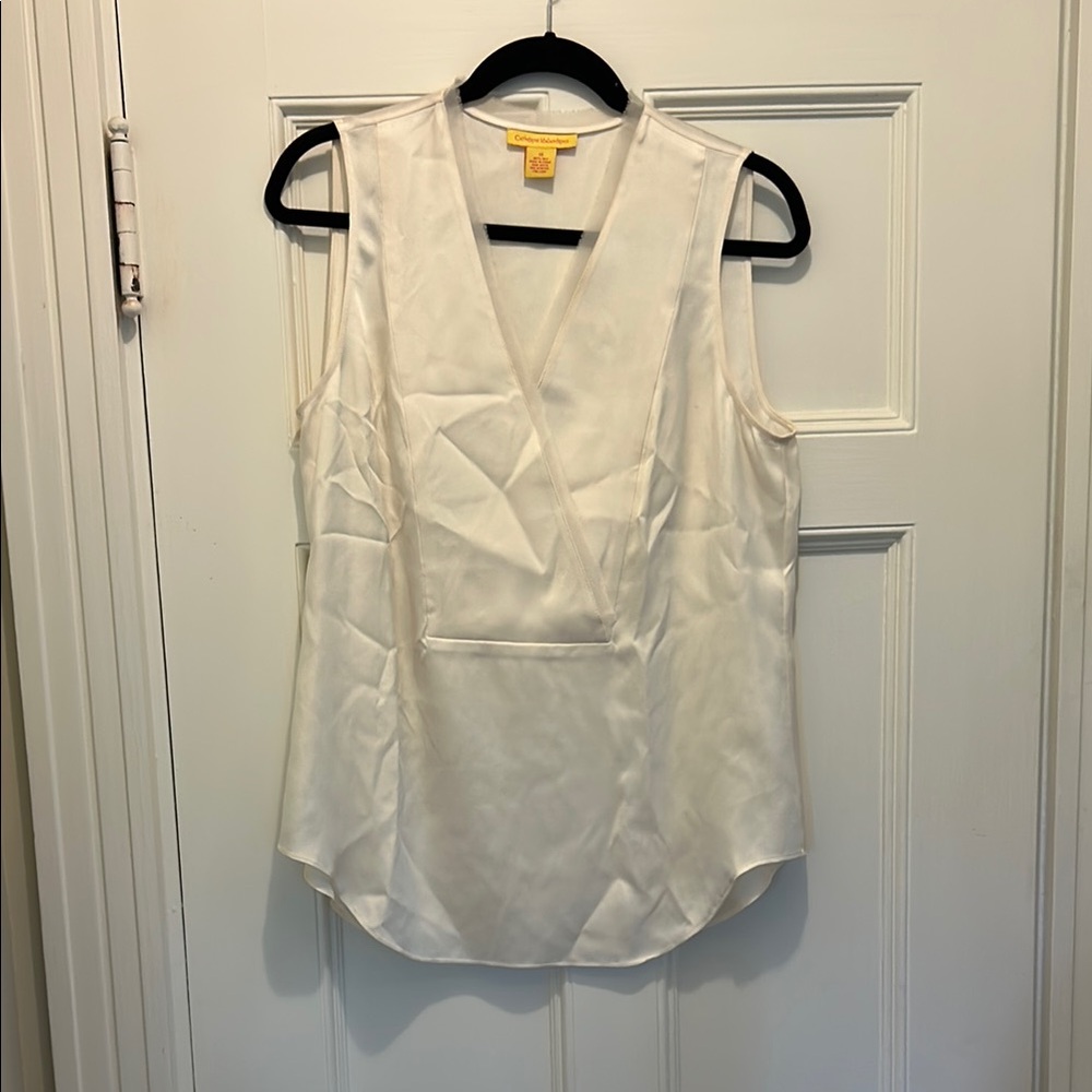 Catherine Malandrino cream silk Blouse sleeveless Top